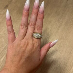 Rhinestoned golden ring